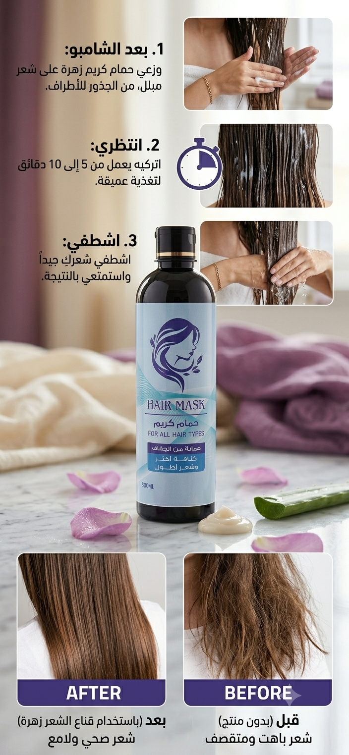 حمام كريم500m
ZAHRA HAIR MASK